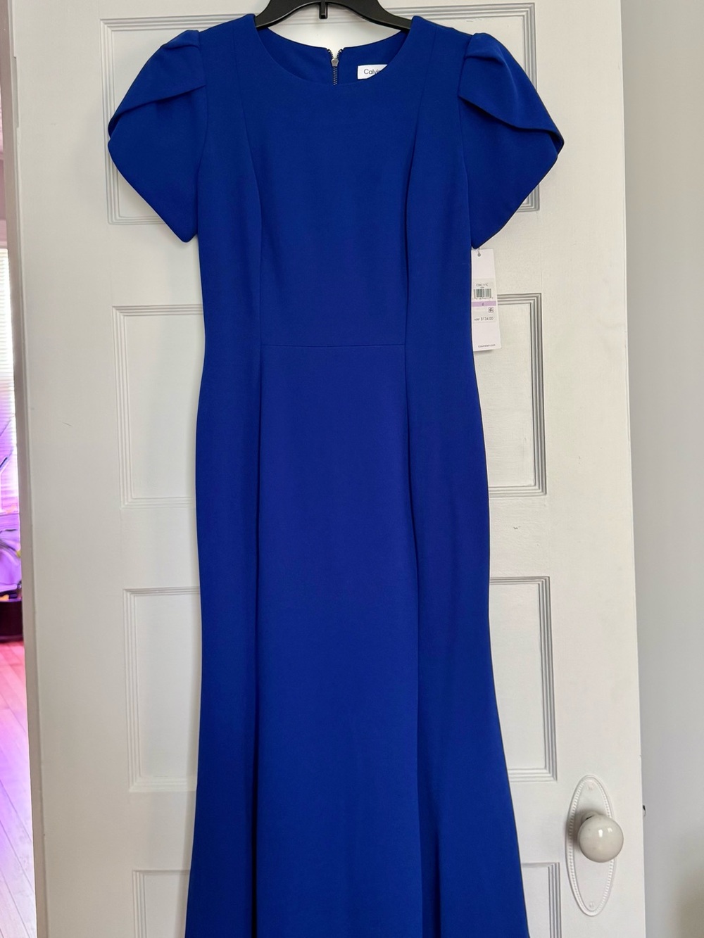 Calvin Klein Royal Blue Tulip Sleeve Midi Dress
